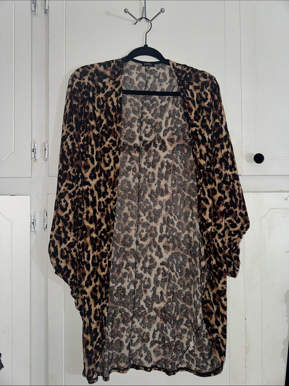 Poetry Leopard Print Open Front Cardigan - Brown Black